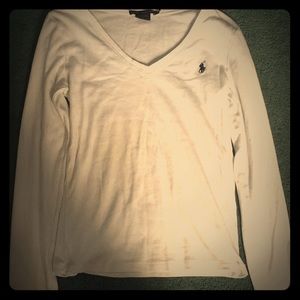 Ralph Lauren sport white long sleeve v neck